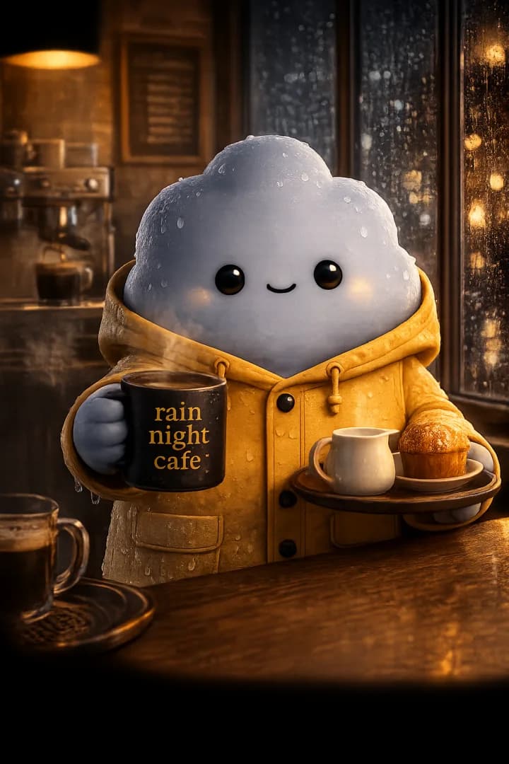 Drizzle in Rain Night Café